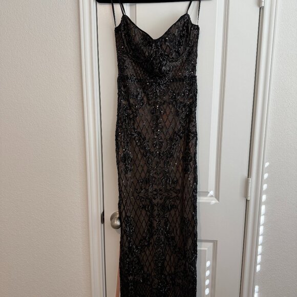 Lulus Moonlit Love Black Sequin Sleeveless Maxi Dress - Size M - Picture 3 of 6